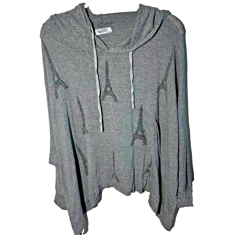 Lauren‎ Moshi Eiffel Tower Hoodie Gray Women's Size XS/S Made in USA